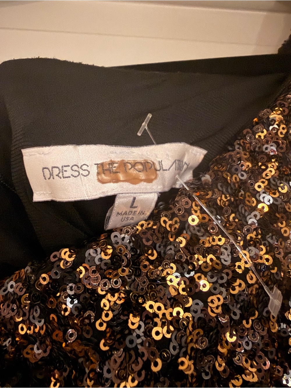 Dress the Population Bronze Sequin Bodycon Cocktail Dress L - Picture 3 of 3